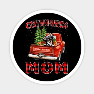 Christmas Chihuahua Mom Santa Hat Truck Tree Plaid Dog Mom Christmas Magnet